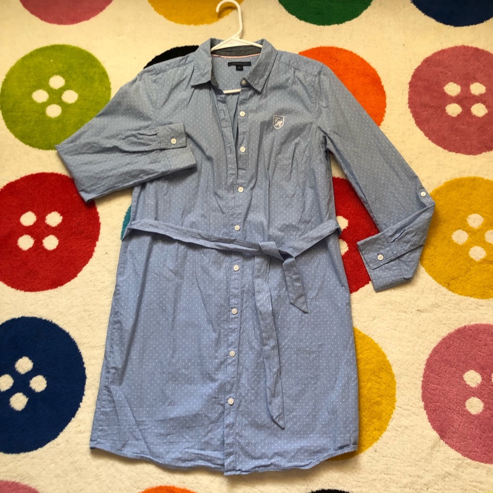 Blue and white dot print tunic %100 cotton 👗